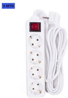 Mtools 005141 Stekkerdoos Wit 4V + RA + Schakelaar + 3 Mtr. |