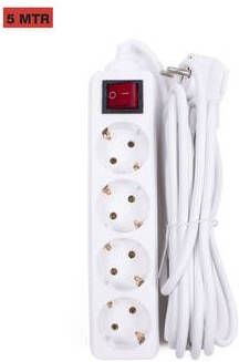 Mtools 005142 Stekkerdoos Wit 4V + RA + Schakelaar + 5 Mtr. |