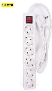 Mtools 005143 Stekkerdoos Wit 6V + RA + Schakelaar + 1.5 Mtr. |