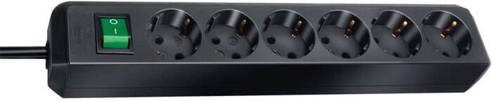 Brennenstuhl Eco-Line met schakelaar 6-voudig zwart 3 m H05VV-F 3G1 5 1159500400