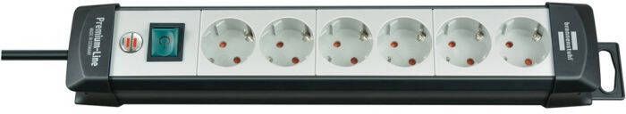 Brennenstuhl Premium-Line stekkerdoos 6-voudig zwart lichtgrijs 5m H05VV-F 3G1 5 1951560101