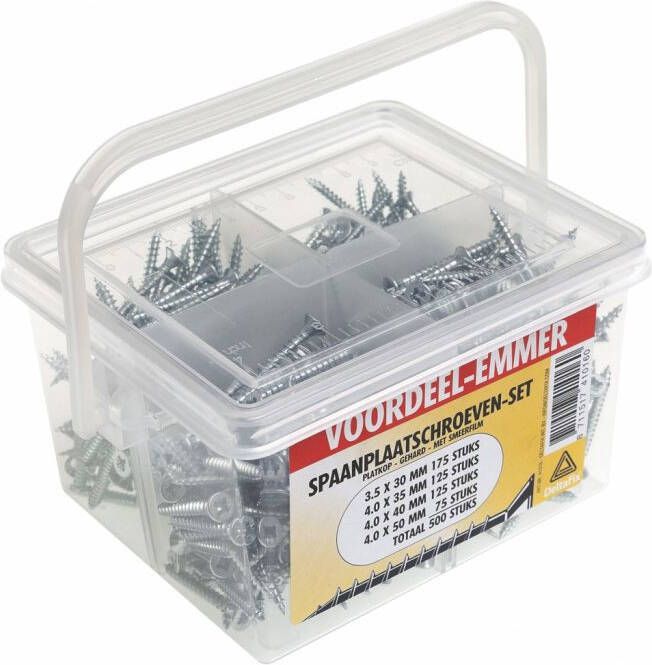 Mtools EMMER SPAANPLAATSCHROEVEN SET VERZINKT 500ST |