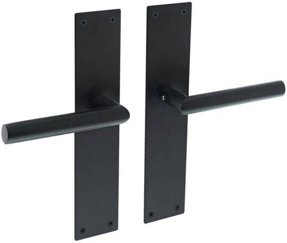 Mtools INTERSTEEL Deurkruk Rhenen met renovatieschild 2mm blind zwart |