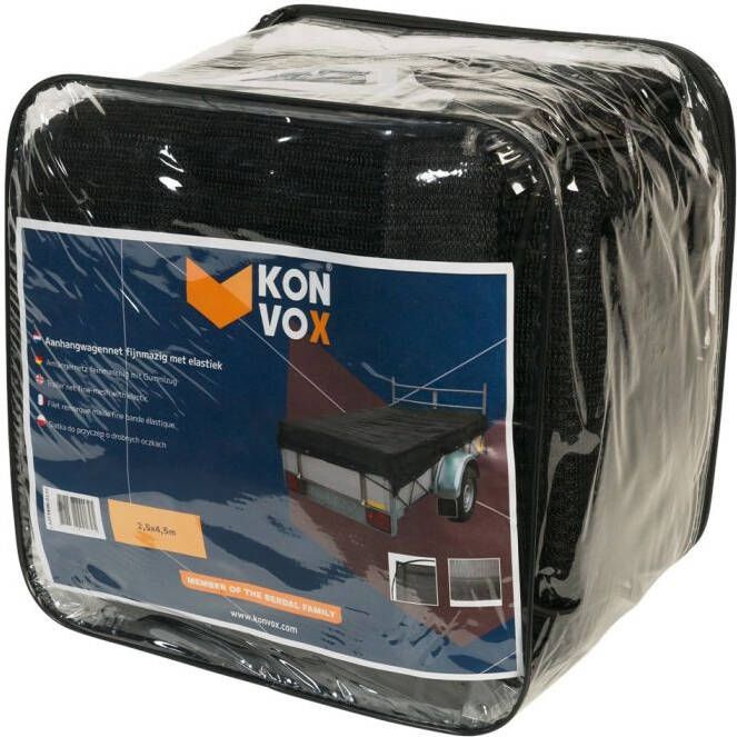 mtools Konvox Aanhangwnet fijnmazig met elastiek 2 5x4 5m Zwart |