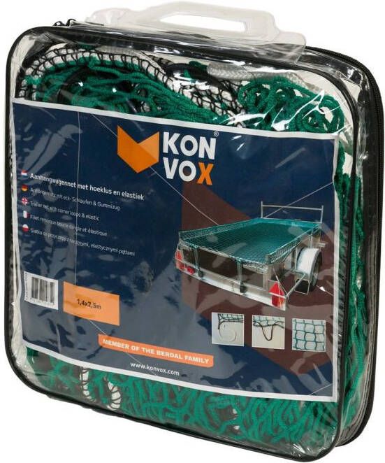 Mtools Konvox Aanhangwnet met hoeklus en elastiek 1 4x2 5m Groen |