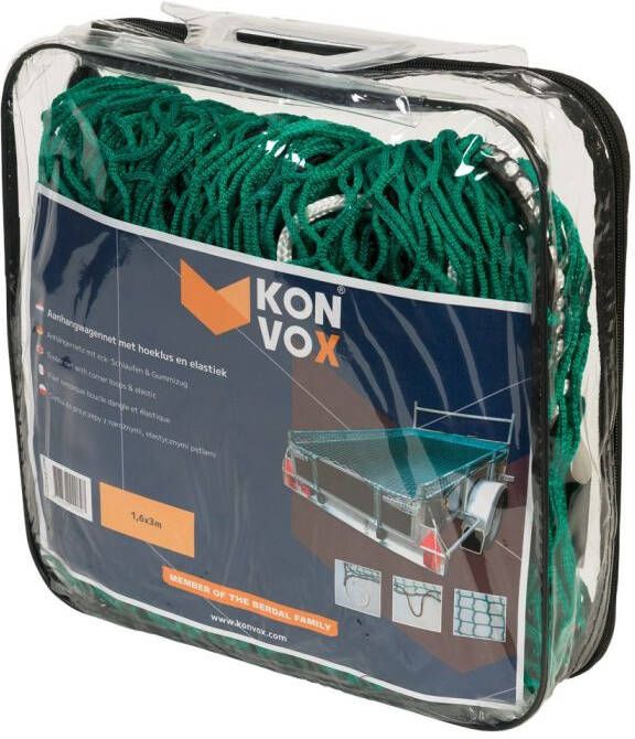 Mtools Konvox Aanhangwnet met hoeklus en elastiek 1 6x3m Groen |