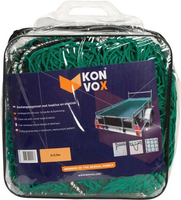 mtools Konvox Aanhangwnet met hoeklus en elastiek 2x3 5m Groen |