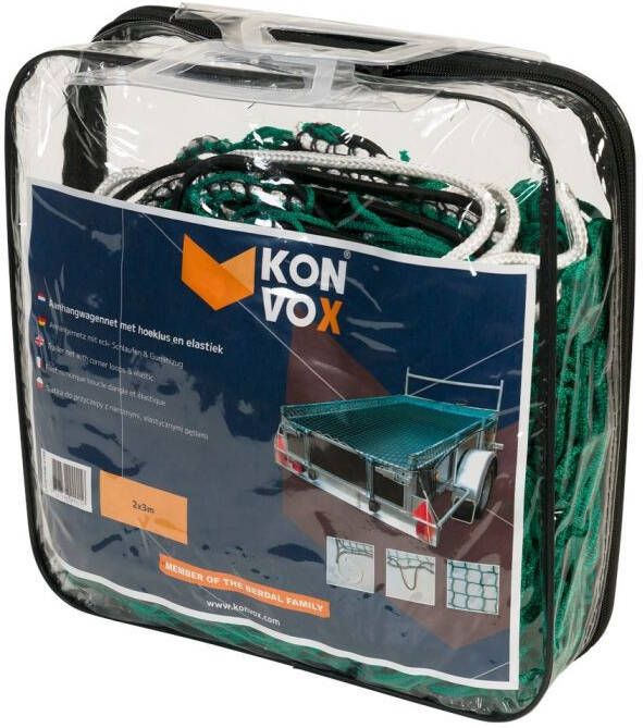 mtools Konvox Aanhangwnet met hoeklus en elastiek 2x3m Groen |