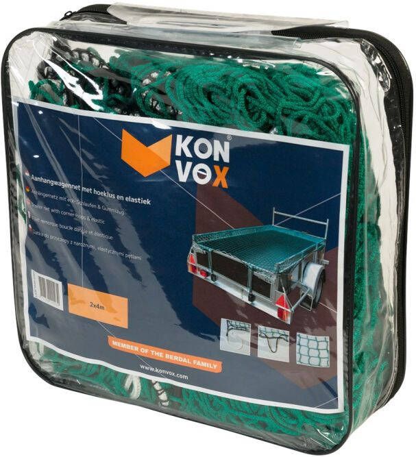 Mtools Konvox Aanhangwnet met hoeklus en elastiek 2x4m Groen |