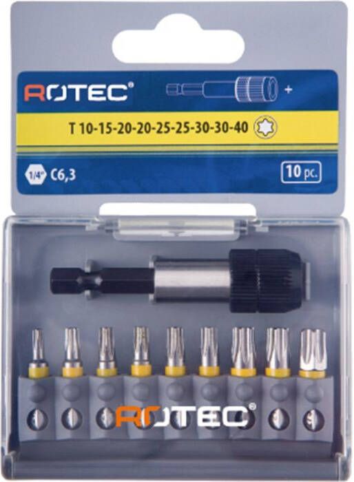 Mtools Rotec 10 dlg. 1 4" Bitset 25 mm TORX + Quick-lockhouder |