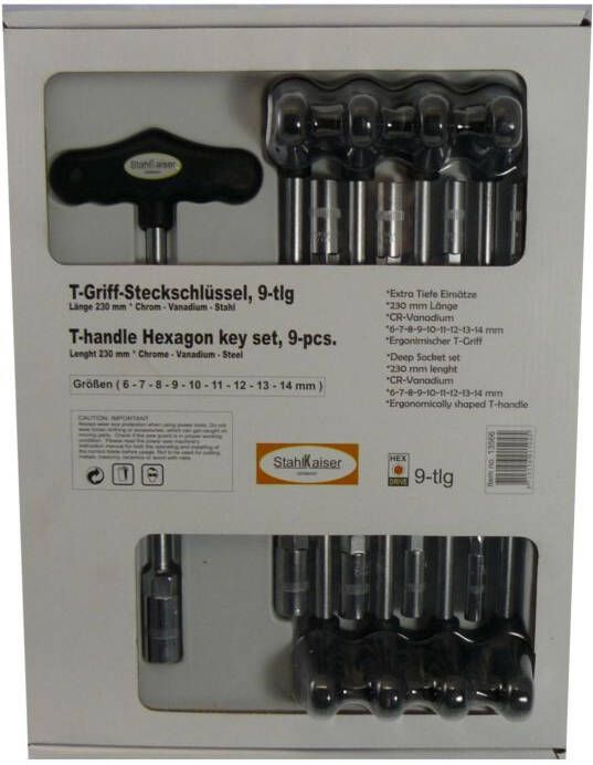 StahlKaiser T-Grip Doppenset 9 delig 230 mm. | Mtools