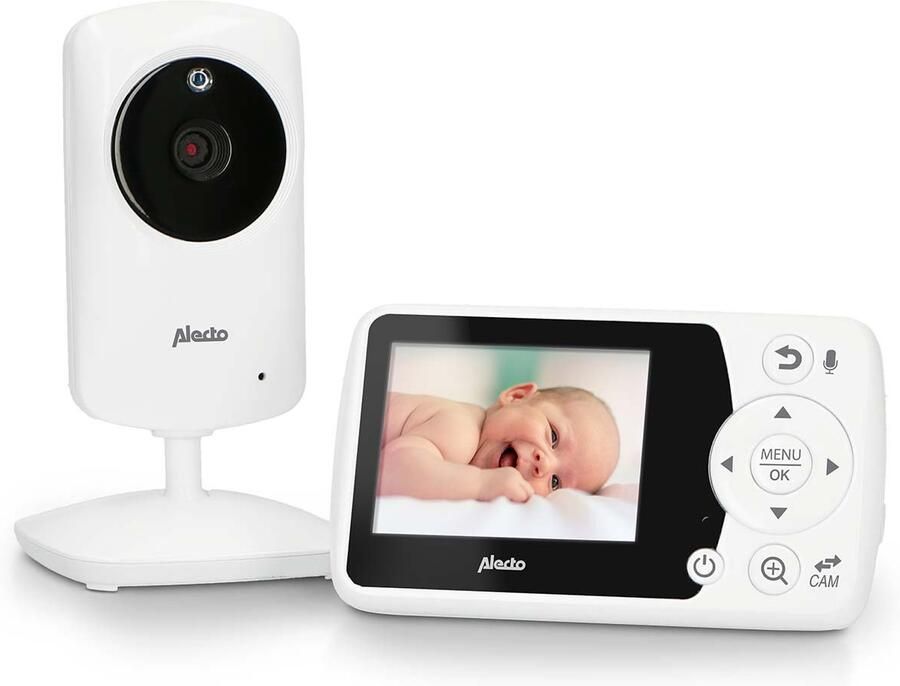 Alecto Babyfoon met camera en 2 4" wit kleurenscherm DVM-64