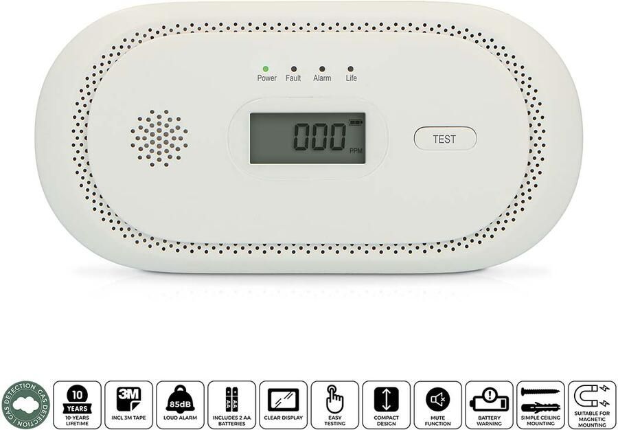Alecto Koolmonoxide alarm met 10 jaar sensorlooptijd en display COA2650