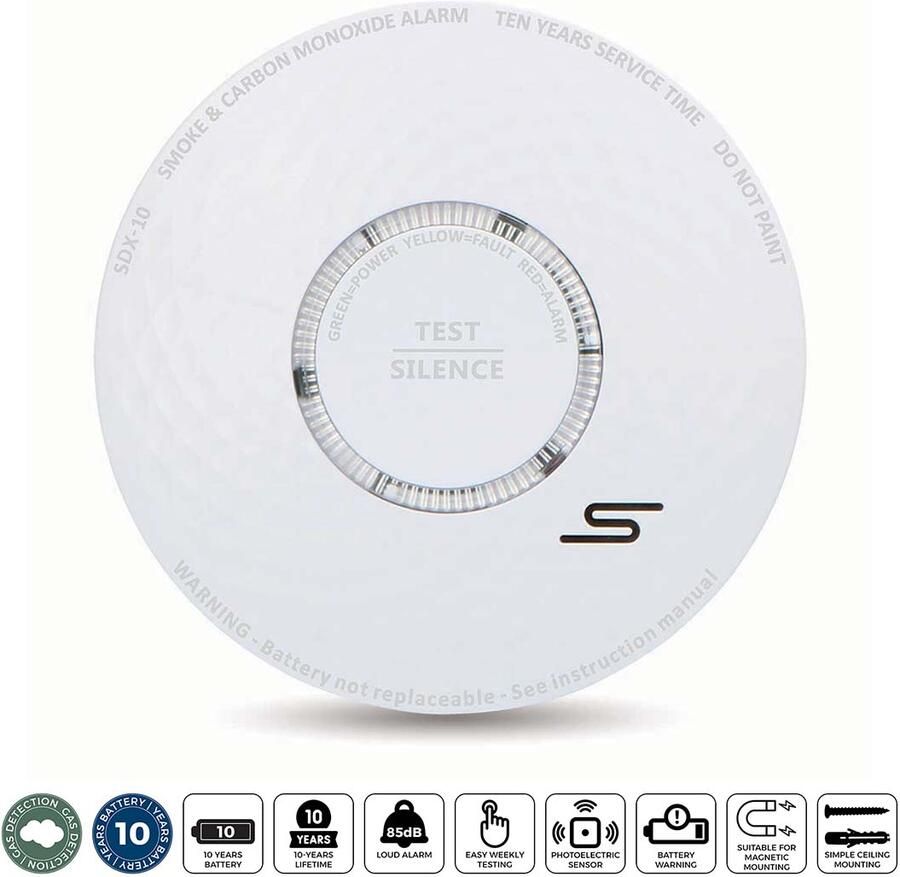 Alecto Rook- en koolmonoxidemelder Wit SDX10