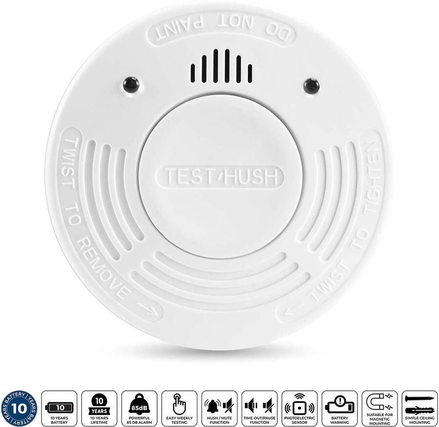 Alecto Rookmelder met 10 jaar batterij- en sensorlevensduur Wit SD1010