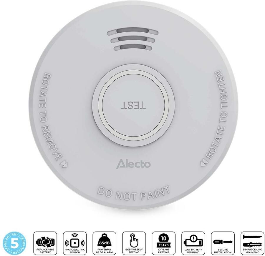 Alecto Rookmelder met batterij voor 5 jaar Wit SD530