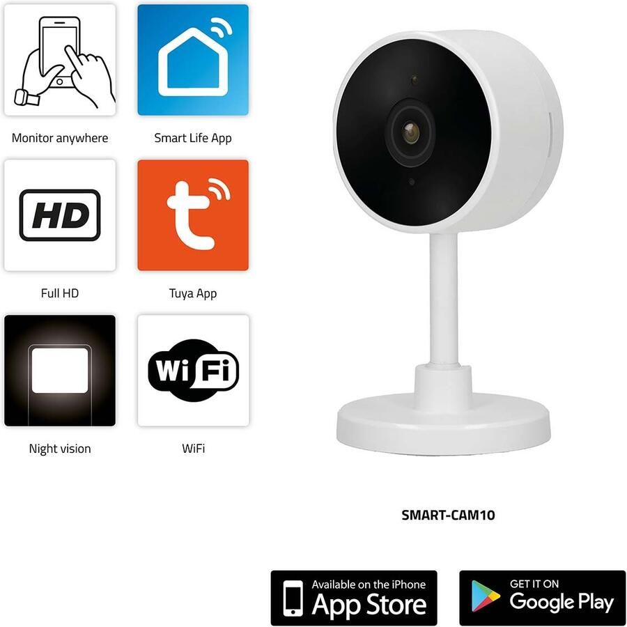 Alecto SMART-CAM10 Smart Wi-Fi camera IP-camera geschikt voor domotica SMART-CAM10