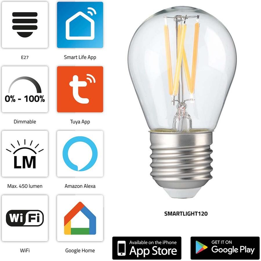 Alecto SMARTLIGHT120 Slimme filament LED-lamp met Wi-Fi SMARTLIGHT120