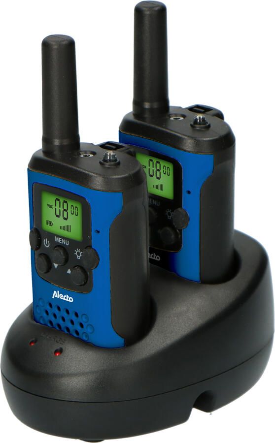 Alecto Walkie-Talkie Set | 2 Handsets | Bereik tot 7 km | 8 kanalen | Met oplaadbasis | Blauw Zwart FR175BW