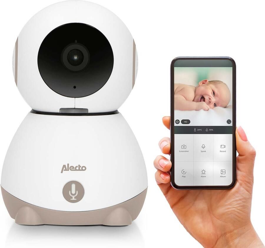 Alecto Wi-Fi-babyfoon met camera Wit Taupe SMARTBABY10BE