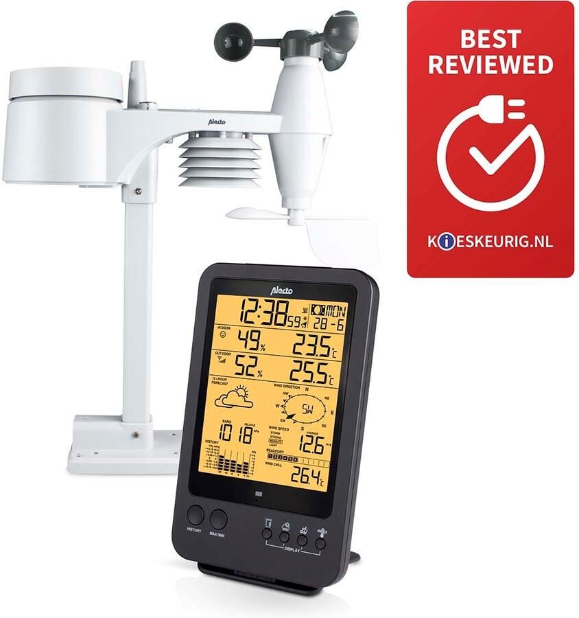 Alecto WS-4700 Professioneel weerstation met draadloze sensor zwart WS-4700