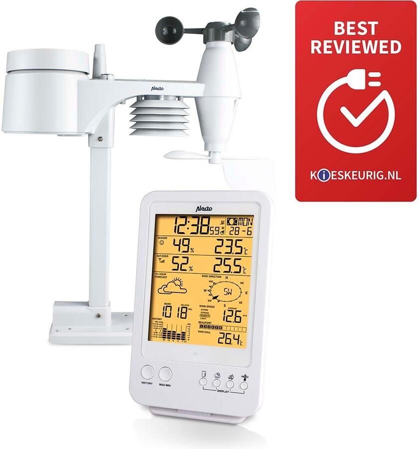 Alecto WS-4800 Professioneel weerstation met draadloze sensor wit WS-4800