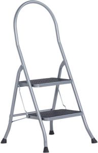 Altrex Cromato huishoudtrap 2-treeds met hoge beugel Silver 500950