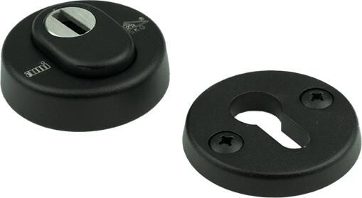 AMI Veiligheidsbeslag Rozet Rond 15 Mm Kt Zwart 9005 Str Deurdikte 38-42 Mm. 739705