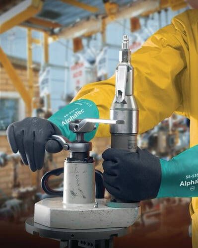 Ansell Chemicaliënhandschoen | flesgroen antracietgrijs | EN 388 EN 374 EN 1149 | PSA-categorie III | 6 paar 58-535W-9