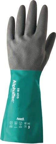 Ansell Chemicaliënhandschoen | zeegroen antracietgrijs | EN 388 EN 374 EN 1149 | PSA-categorie III | 12 paar 58-435-9