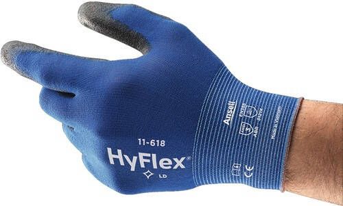 Ansell Handschoen | blauw zwart | EN 388 PSA-categorie II | nylon m. polyurethaan | 12 paar 11-618-10