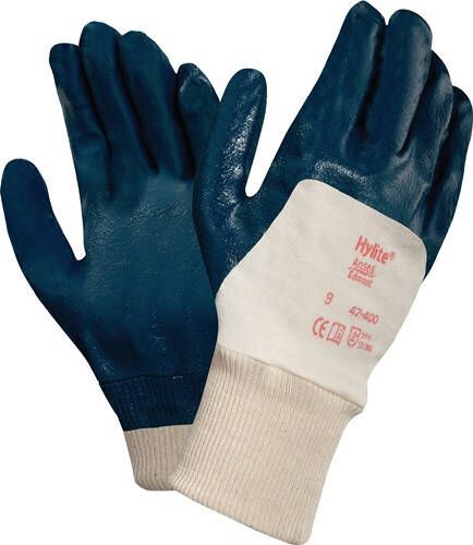Ansell Handschoen | wit blauw | Gebreide voering met 3 4 nitril | EN 388 PSA-categorie II | 12 paar 47-400-10