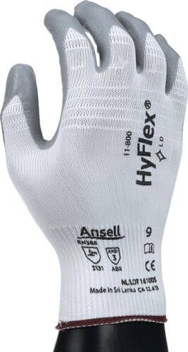 Ansell Handschoen | wit grijs | EN 388 PSA-categorie II | nylon m.nitrilschuim | 12 paar 11-800-10