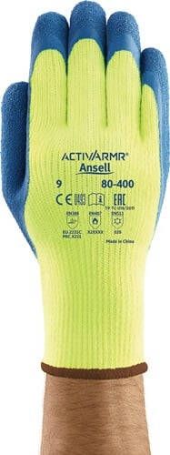 Ansell Koudebestendige handschoen | geel blauw | EN 388 EN 511 EN 407 | acryl met natuurrubber-latex | 12 paar 80-400-10