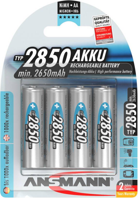 Ansmann 4 x Oplaadbare batterij | NiMH | AA | 2850 mAh (min. 2650 mAh) 5035212