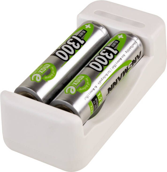 Ansmann Batterijlader AA AAA voor 1-2NiMH batterijen Basic 2 lader | incl. 2 Mignon AA batterijen 1300mAh 1001-0119-01