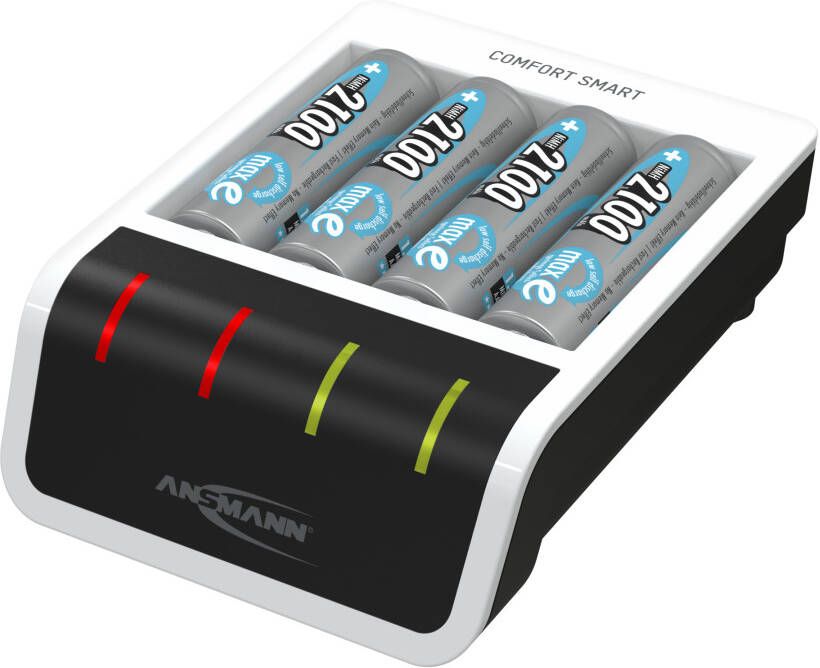 Ansmann Comfort Smart Snellader met USB-ingang voor 1-4 NiMH-batterijen | Incl. 4 x AA 2 1 Ah batterijen 1001-0092-01