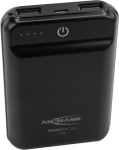Ansmann Mini-powerbank | TÜV getest | 10.000 mAh | met 2 USB poorten en LED-ind. 1700-0091