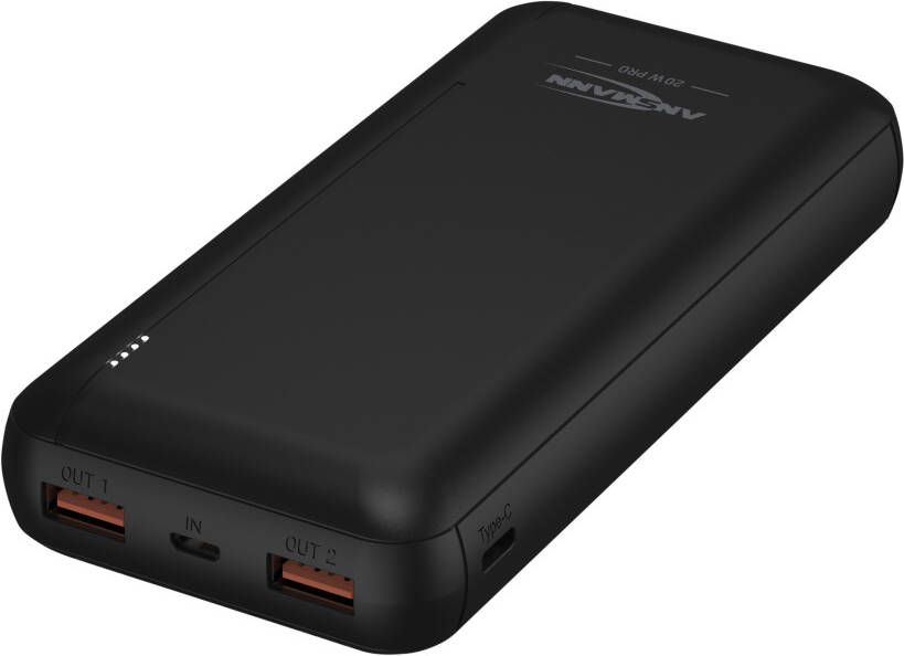 Ansmann Powerbank | 20000mAh | PD 20W | snel opladen | 2 USB-poorten & 1 USB Type-C poort met LED-statusindicator 1700-0147