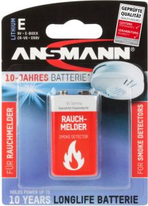Ansmann Rookmelderbatterij | 9 V | E-blokbatterij | Extreme Lithium | 6AM6 | 1 stuk 5021023-01