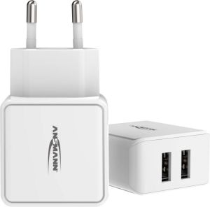 Ansmann USB-oplader 12 W | HC212 | wit | voor smartphone tablet en andere USB-apparaten 1001-0114