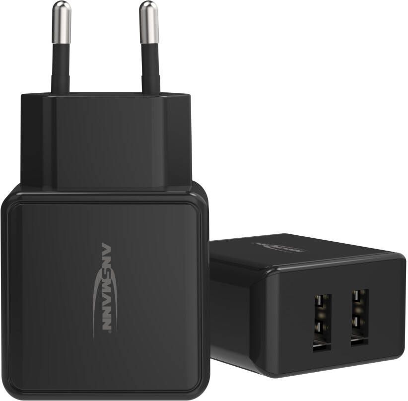 Ansmann USB-oplader 12 W | HC212 | zwart | voor smartphone tablet en andere USB-apparaten 1001-0106