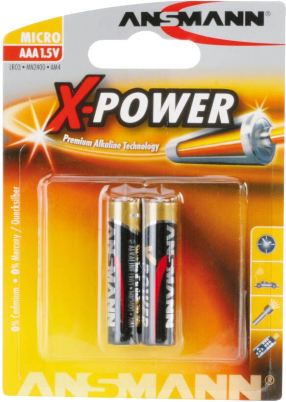 Ansmann X-Power Alkaline batterij micro AAA LR03 | 2 stuks 5015603