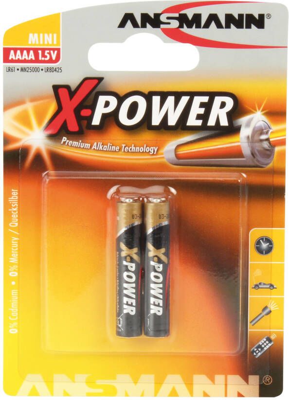 Ansmann X-Power Alkaline batterij mini AAAA LR08 | 2 stuks 1510-0005