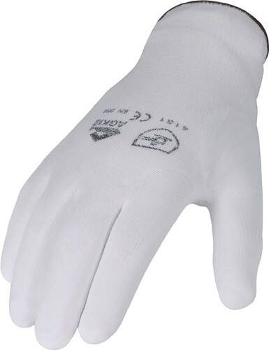Asatex Handschoen | wit | EN 388 PSA-categorie II | nylon met polyurethaan | 12 paar 3700 10 70