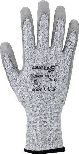 Asatex Snijbestendige handschoen | grijs grijs | EN 388 PSA-categorie II | HDPe nylon elastan glasvezel m.PU | 10 paar 3721E 10