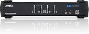 Aten 4-poorts USB DVI Dubbelvoudige Link Geluid KVMP-schakelaar | 1 stuks CS1784A-AT-G