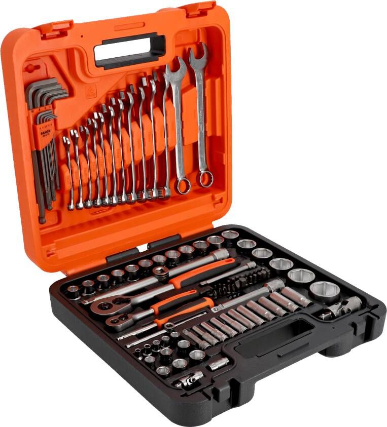 Bahco 1 4" en 1 2" Diepe dopsleutelset met metrisch zeskantprofiel inbussleutelset en combinatiesleutelset | 98 stuks S98MC1H