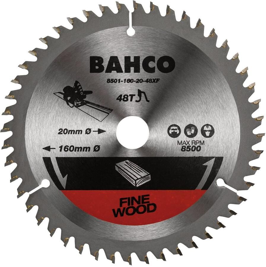 Bahco Cirkelzaagblad | hardmetaal tanden | voor invalzagen | voor hout | 48 TPI | 20 mm x 160 mm 8501-160-20-48XF
