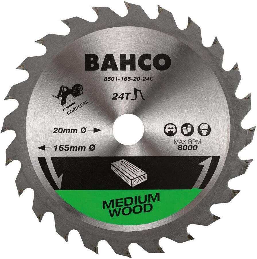 Bahco Cirkelzaagblad | hardmetaal tanden | voor snoerloze machines | voor hout | 24 TPI | 10 mm x 150 mm 8501-150-10-24C